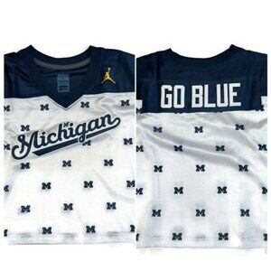 Jordan Michigan Wolverines Football Jersey Womens Size M Cropped Shirt Top White